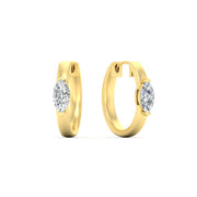 Marquise Solitaire Diamond Huggie Hoop Earrings